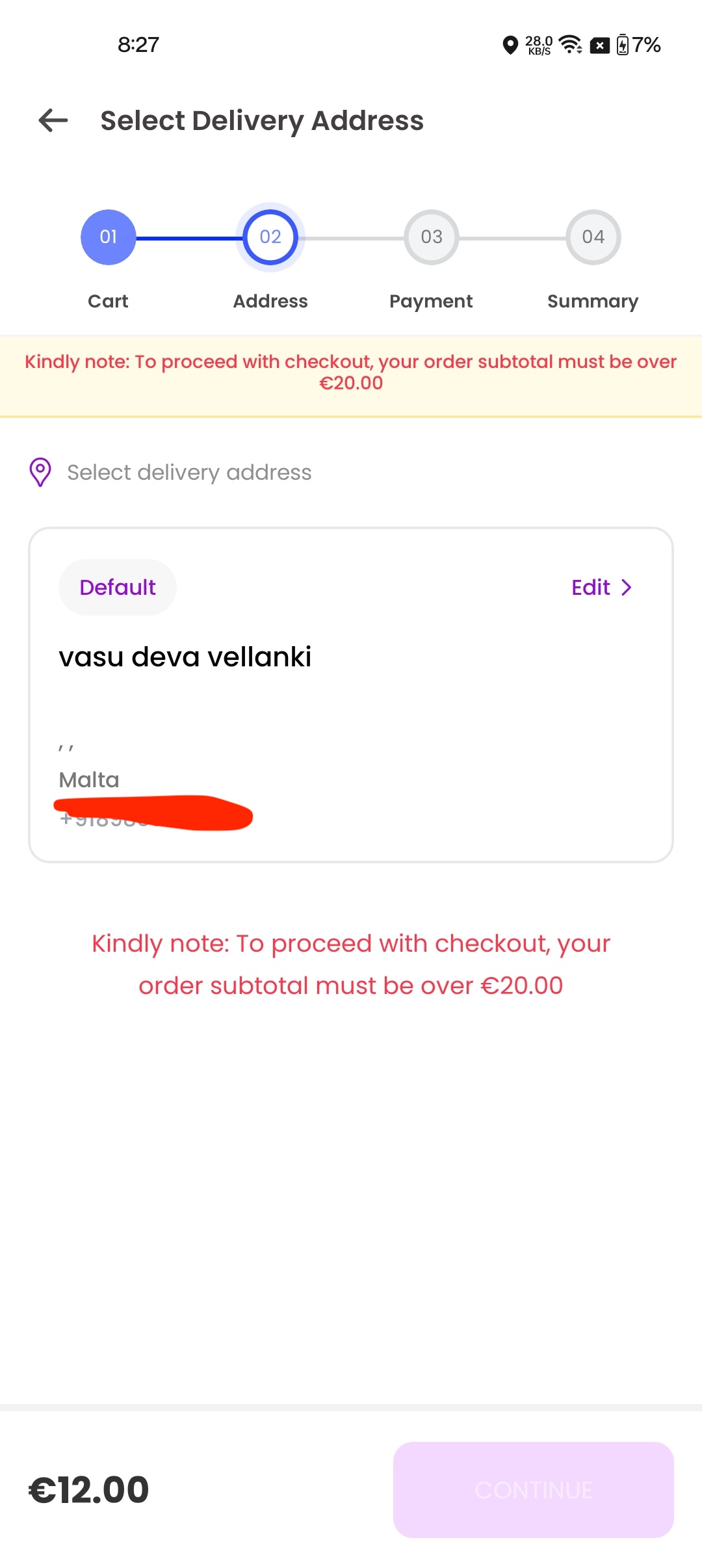 Checkout Step 1 screenshot