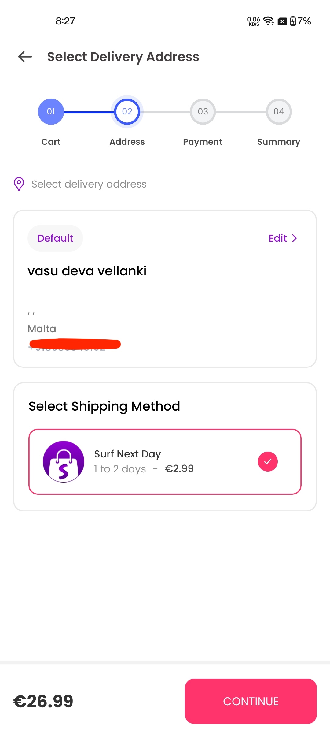 Checkout Step 2 screenshot