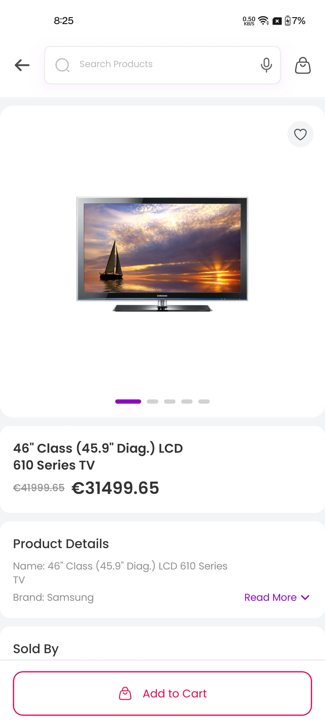 Product Details screen from Surf customer app